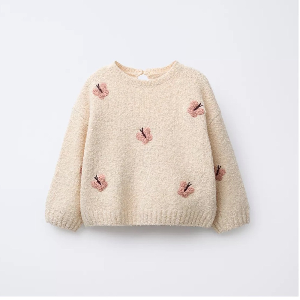 Zara Baby BUTTERFLY EMBROIDERED KNIT SWEATER